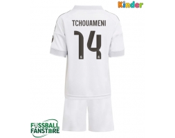 Real Madrid Aurelien Tchouameni #14 Replik Heimtrikot Kinder 2025-26 Kurzarm (+ Kurze Hosen)